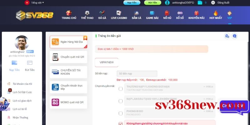 Hướng dẫn rút tiền SV368 nhanh chóng cho bet thủ